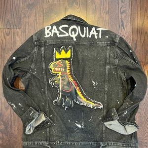 Black Denim Sean John X Basquiat collab jacket.